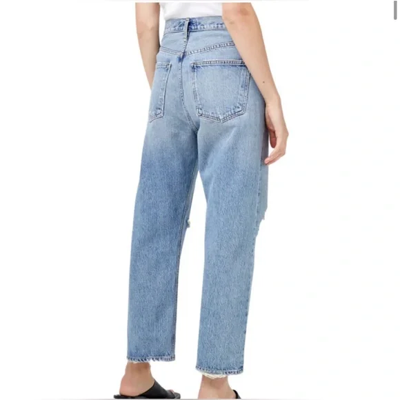 Agolde 90's Crop Mid Rise Jeans in Suspend Distressed Size 23 - Picture 3 of 7